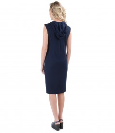 Elastic jersey dress with hood