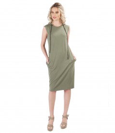 Elastic jersey dress with hood