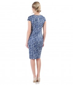 Elastic brocade jersey dress with geometric motifs