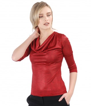 Uni jersey blouse with folds