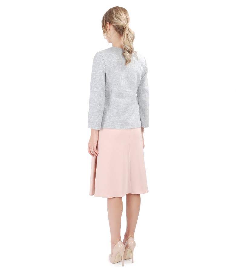 Cotton jacket with effect thread and elastic fabric dress