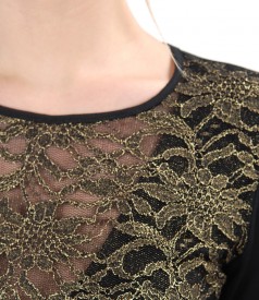 Blouse with golden lace