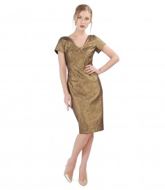 Elegant elastic cotton dress with metallic applications