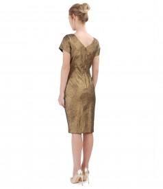 Elegant elastic cotton dress with metallic applications