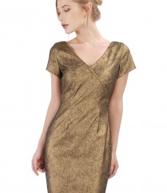 Elegant elastic cotton dress with metallic applications