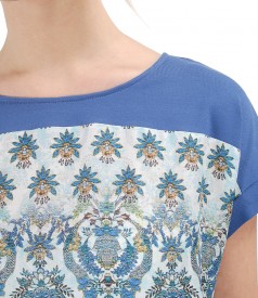 Blouse with viscose front with floral print