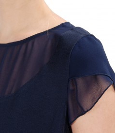 Viscose blouse with veil trim