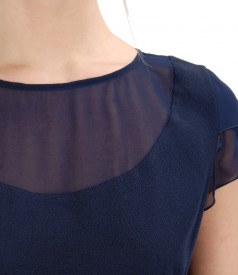 Viscose blouse with veil trim