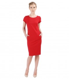 Elastic jersey dress with side pockets