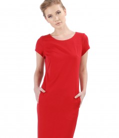 Elastic jersey dress with side pockets