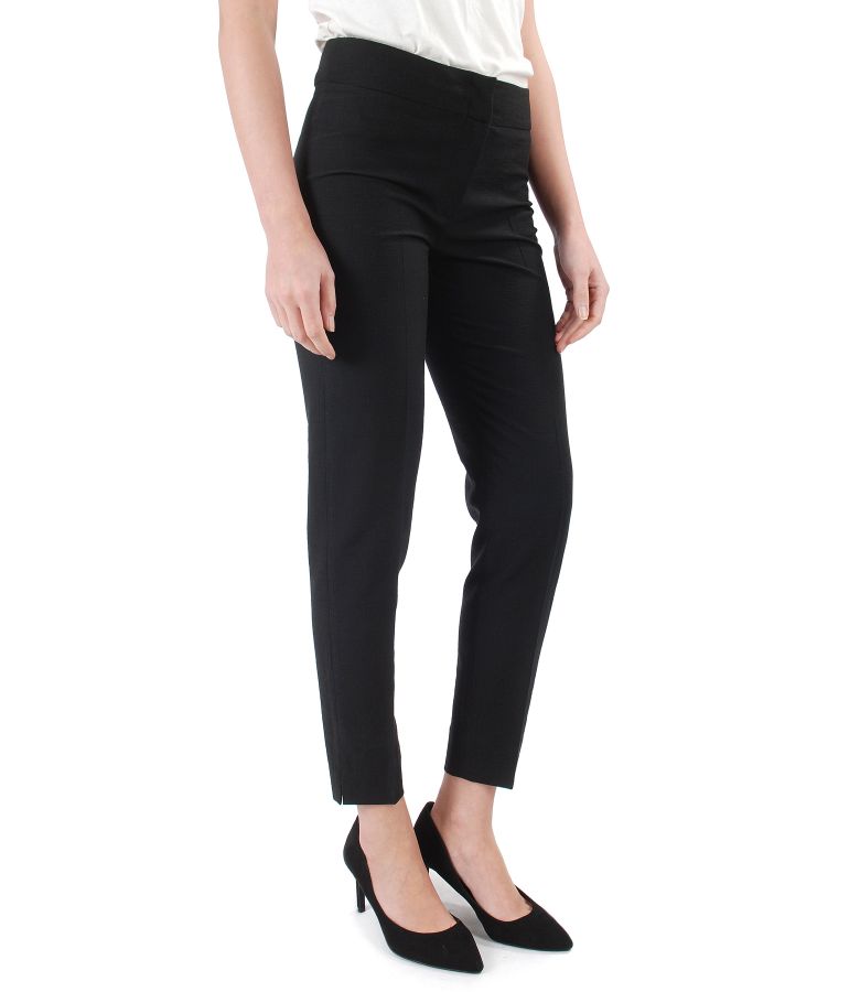 Viscose with cotton ankle pants black - YOKKO