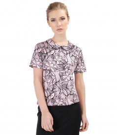 Uni elastic jersey blouse with collar