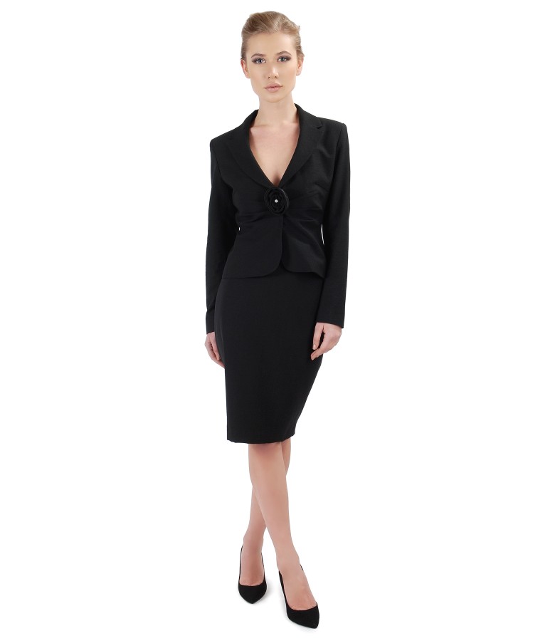 Office women suit with jacket and viscose skirt