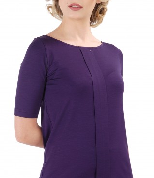 Elastic jersey blouse with fold and crystals