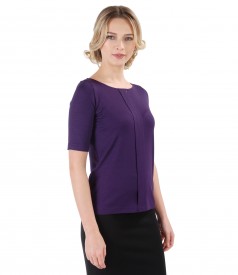 Elastic jersey blouse with fold and crystals