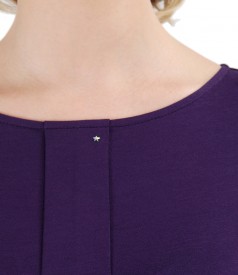 Elastic jersey blouse with fold and crystals