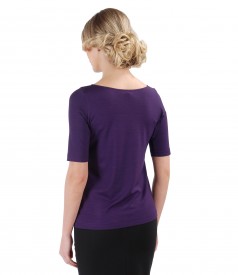 Elastic jersey blouse with fold and crystals