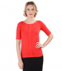 Elastic jersey blouse with fold and crystals