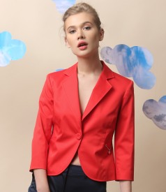 Elastic cotton jacket with 3/4 sleeves