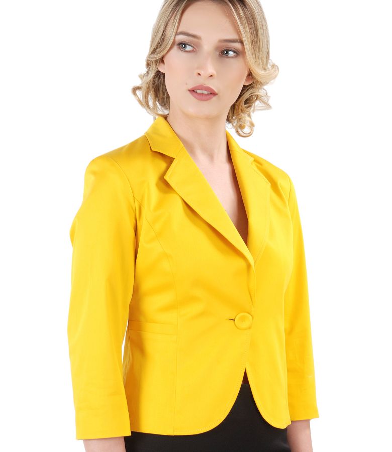 Elastic cotton jacket with 3/4 sleeves