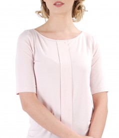 Elastic jersey blouse with fold and crystals