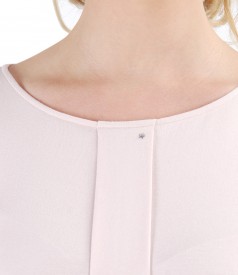 Elastic jersey blouse with fold and crystals