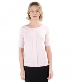 Elastic jersey blouse with fold and crystals