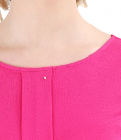 Elastic jersey blouse with fold and crystals