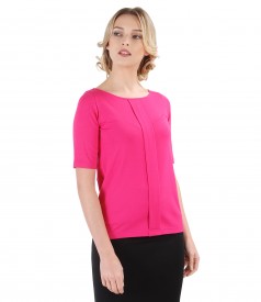 Elastic jersey blouse with fold and crystals