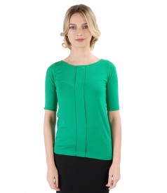 Elastic jersey blouse with fold and crystals