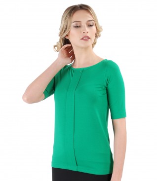 Elastic jersey blouse with fold and crystals