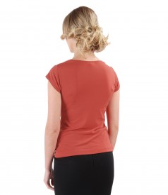 Elastic jersey blouse with folds