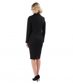 Office women suit with jacket and textured fabric skirt