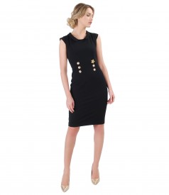 Textured fabric dress with decorative buttons