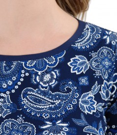 Elastic jersey blouse with embossed print