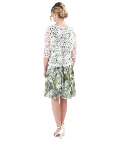 Printed veil dress with lace bolero