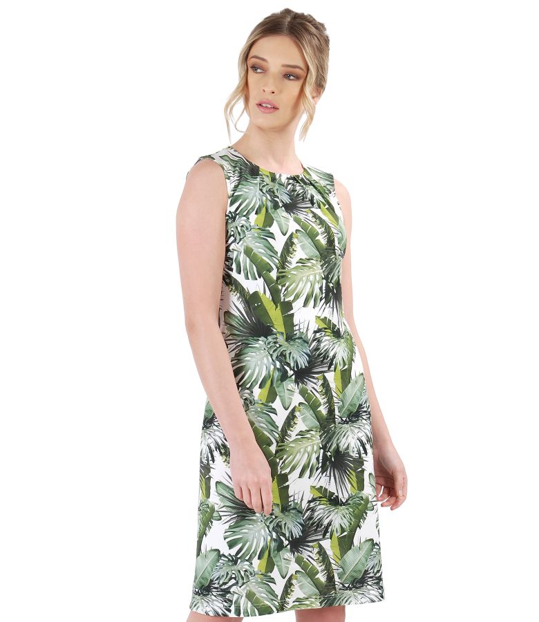Jersey dress with floral print and front folds