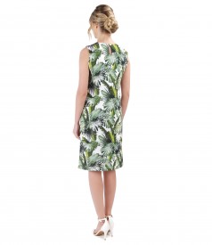 Jersey dress with floral print and front folds