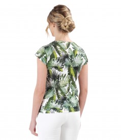 Blouse with floral print and front folds