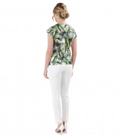 Printed jersey blouse with ankle pants