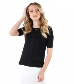 Elastic jersey blouse with fold and crystals