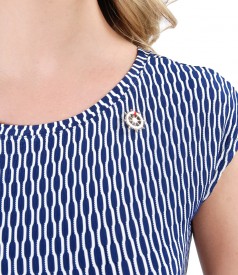 Midi viscose dress with short sleeves
