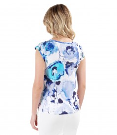 Elegant jersey blouse with floral print