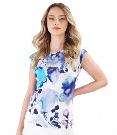 Elegant jersey blouse with floral print