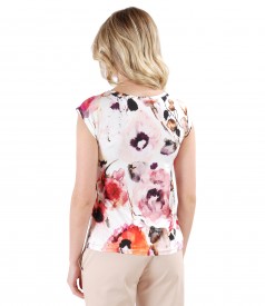 Elegant jersey blouse with floral print