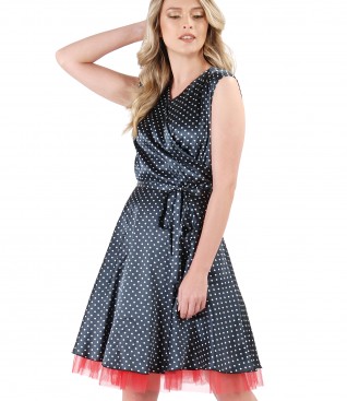 Satin dress printed with dots