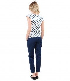 Elastic cotton pants with t-shirt with floral print