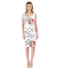 Midi elastic cotton dress with floral print