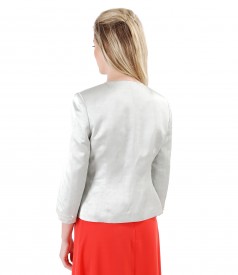 Elegant jacket made of fabric with flax with satin effect