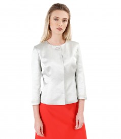 Elegant jacket made of fabric with flax with satin effect